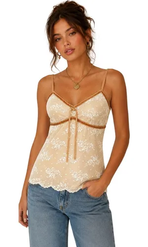 Vintage George Lace Mesh Camisole Nude Sheer Floral Lace Y2K Fairy Grunge S 4/6 thumbnail 1