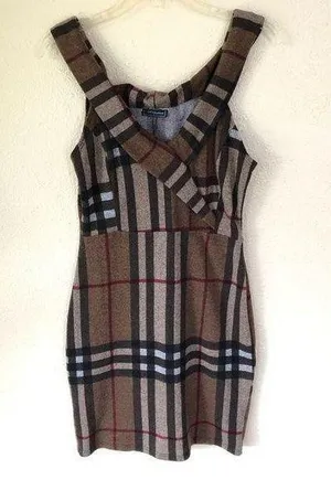 Plaid Check Flannel Dress Brown M thumbnail 1