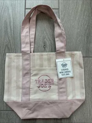 Trader Joe’s striped mini tote bag Pink thumbnail 1