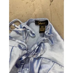 Sapna Light Blue Satin Ruffle V-Neck Midi Slip Dress XS RN 115595 thumbnail 3
