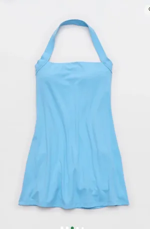 OFFLINE By Aerie Real Me Halter Mini Dress size large in moody blues NWT thumbnail 1