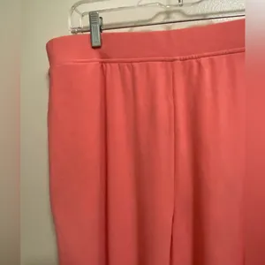 Cuddl Duds Womens Lounge Pajama Pants L Large Solid Coral Salmon wide leg thumbnail 2