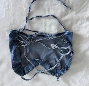 Garage Blue Denim Tie Back Corset Top thumbnail 2