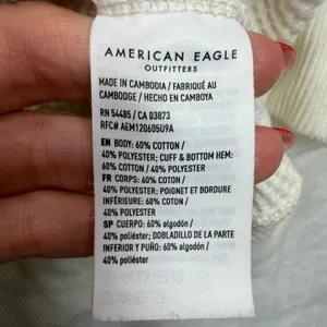 American Eagle Large Big Hug Off-the-Shoulder Waffle Sweatshirt Oversized Boho thumbnail 5
