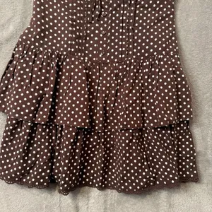 Wild Fable Polka Dot Mini Dress XXS Milkmaid Brown Tiered Ruffle Smocked Lace thumbnail 8