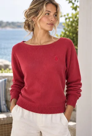 Polo Sport Ralph Lauren Vintage Boat Neck Knit Sweater Womens Large (Runs small) thumbnail 1
