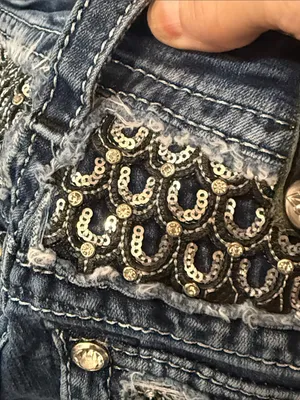 MISS ME Signature Rise 2000s Y2K Embellished Glitzy Sparkly Skinny Jeans 27 thumbnail 4
