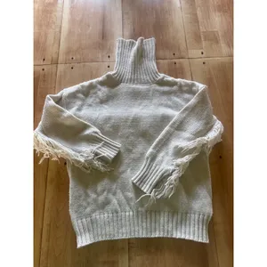 Willow & Wind‎ Women Cream Fringe Turtleneck Chunky Ribbed Knit Sweater Large thumbnail 2