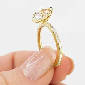 2CT Marquise Cut Diamond Engagement Ring Gold Pave Band Promise Wedding Ring thumbnail 3