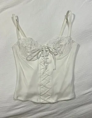 White Lace Corset Edikted Bustier Top thumbnail 1