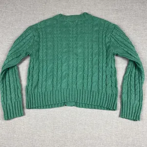 American Eagle Cardigan Sweater Womens Small Green V Neck Cable Knit Button thumbnail 4