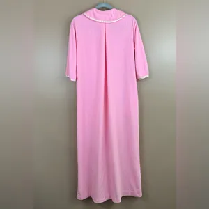 Vintage Komar Pink Butterfly Accent Robe Small Satin Trim Peter Pan Collar 1960s thumbnail 10
