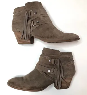 Franco‎ Sarto Gonzalez Fringe Suede Bootie Size 7 thumbnail 1