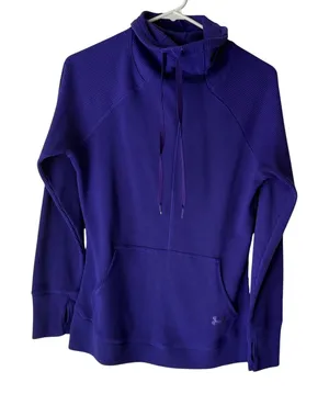 Under Armour ColdGear Purple Waffle Knit‎ Mock Neck Sweatshirt Women's Medium thumbnail 1
