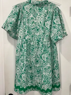 Umgee Green/White Paisley Print Dress Women's Small thumbnail 5