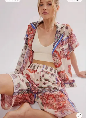 Intimately Free People Oasis Lounge Shorts Patchwork Size Medium Cuffed thumbnail 1