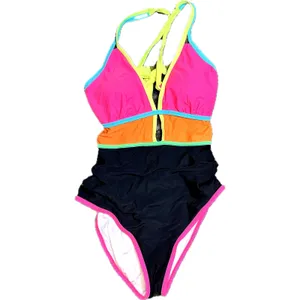 NWT Popvil Neon Color Block One Piece Swimsuit Tummy Control Cutout Large thumbnail 6