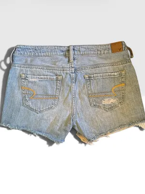 American Eagle Distressed Denim Cutoff Shorts Size 4 Low Rise thumbnail 4