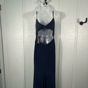LA FEMME Navy Ruched Jersey Trumpet Gown Dress SIZE 6 NWT thumbnail 4