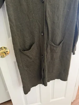 Pendleton Dark Green 100% Merino Wool Long Cardigan Sweater Size Large HOLES thumbnail 7