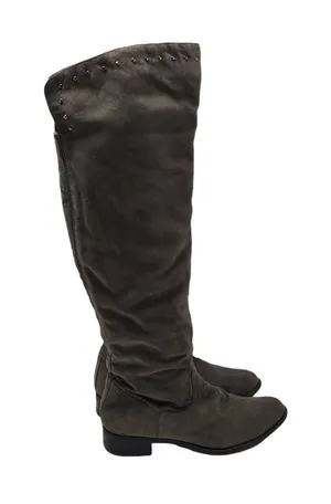 Lime Light Joaquin Faux Suede Studded Knee High Tall Gray Riding Boots Size 9 thumbnail 1