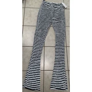 Boutique Da Pink Print Stacked Stripped Pants high waist fall knit designer party flare thumbnail 3