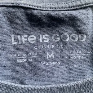 Life is Good Blue Crusher Tee with Embroidered Earth Design thumbnail 5