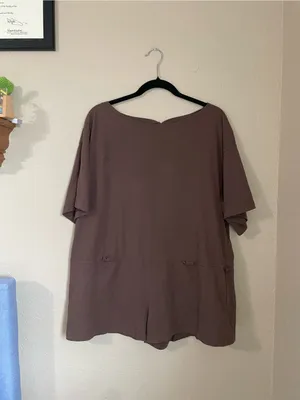 Free People Free Est Monet Romper Size XS Brown Relaxed Oversized T Shirt Boho thumbnail 3