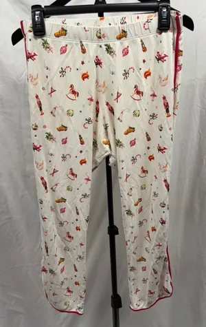 LAKE Women's Pima‎ Cotton Cropped White Christmas Print Pajama Pant Sz Small thumbnail 1