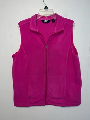 Lands' End Women's Bright Fuchsia Full-Zip Fleece Vest Size L 14-16 0405267 thumbnail 1