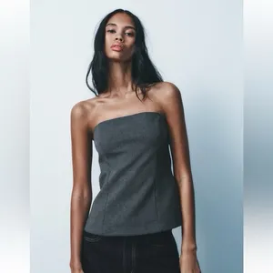 Zara Strapless Corset Top Gray thumbnail 2