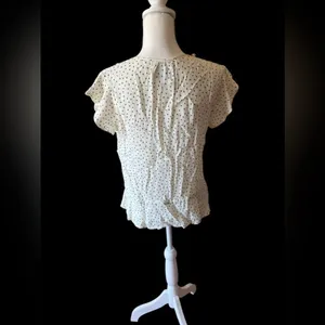 Rails Womens Blouse Heart Print Peplum Ruffle Sleeve White Extra Small thumbnail 5
