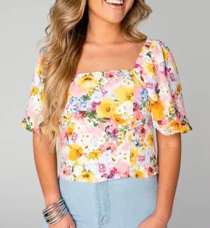 NWT Buddy Love Billie Smocked Puff Sleeve Top sz M thumbnail 1