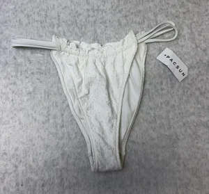 PacSun Eco White Eyelet Ruffle Strappy‎ Bikini Bottom Small NEW thumbnail 1