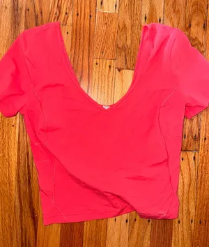lululemon athletica V-Neck Crop Top - Bright Pink thumbnail 1