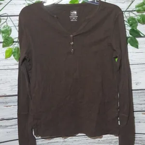 The North Face top button long sleeve shirt sz Lg thumbnail 1
