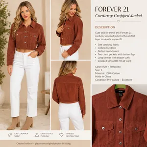 Forever 21 Top Womens Size Small Shacket Rust Color Button Up Collar Raw Hem thumbnail 4
