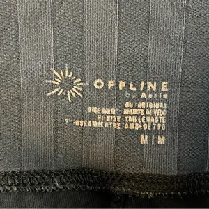 Aerie Offline Medium Slate Striped Bike Shorts Lettuce Hem Workout Running thumbnail 4