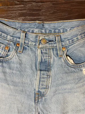 Levi’s 501 Straight Leg Distressed Light Wash Jeans High Rise Button Fly W25 L26 thumbnail 4