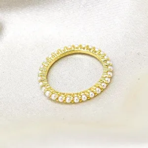 Dainty Micro Pearl Infinity Ring Gold thumbnail 4