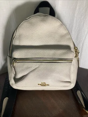 Coach Mini Charlie Pebbled Leather Backpack in Cream with Gold Hardware thumbnail 2