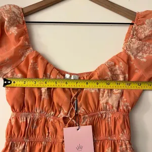 Hidden Kisses dress orange floral print long sleeve babydoll XS 2 thumbnail 8