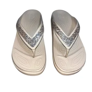 Crocs Classic Crocs Glitter II Flip Sandals Platform Thong Bone Tan‎ Beige 10 thumbnail 2