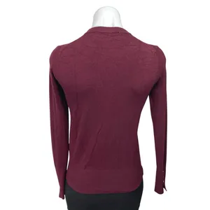 Zara Women's Maroon Knit Long Sleeve Crew Neck Pullover Cozy Sweater Top Size S thumbnail 2