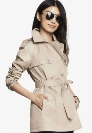 ✨Express Tan Khaki Trench Sz Small Coat✨ thumbnail 1