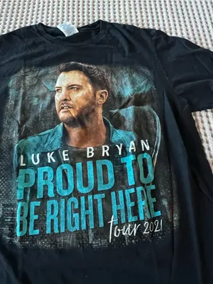 Gildan Black Tee with Turquoise Luke Bryan Tour Graphic thumbnail 3