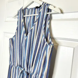 DREW Striped Jumpsuit Medium V Neck Sleeveless Wide Leg‎ Drawstring thumbnail 2