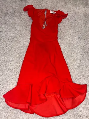 Hello Molly Orange Ruffle Mini Dress Womens Size Small thumbnail 1