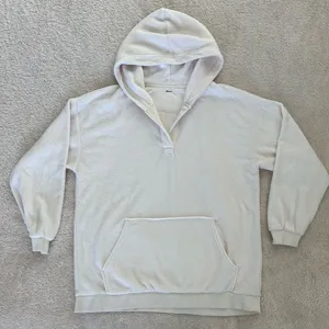 Aerie Sherpa fleece cream hoodie size small oversized thumbnail 1