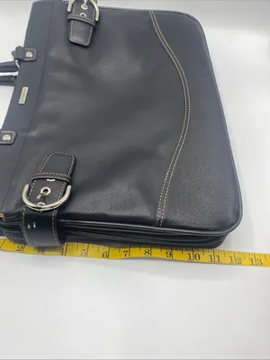 Franklin Covey Leather Messenger Shoulder Laptop Bag Travel Handbag Purse Black thumbnail 4